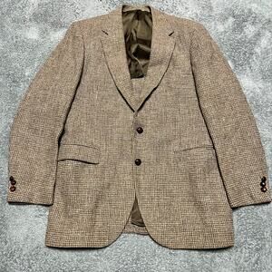 Stafford Harris Tweed Vintage Blazer Mens 38 ?Herringbone Two Button Brown